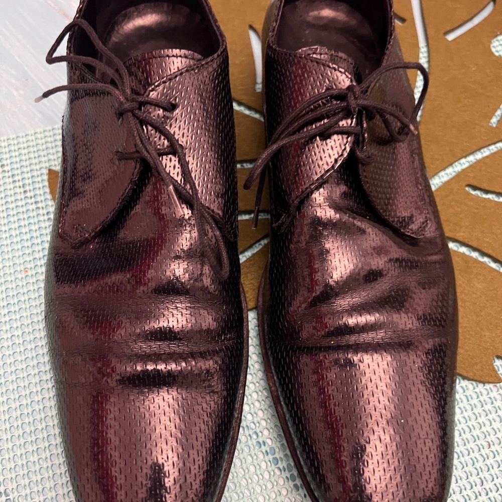 Black Snake Skin Italian Leather tie up Dress Shoes